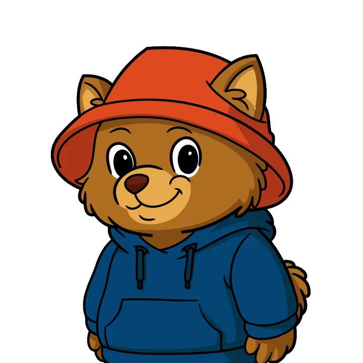 Bert the Pomeranian, $BERT mascot giving thumbs up in orange hat and blue hoodie