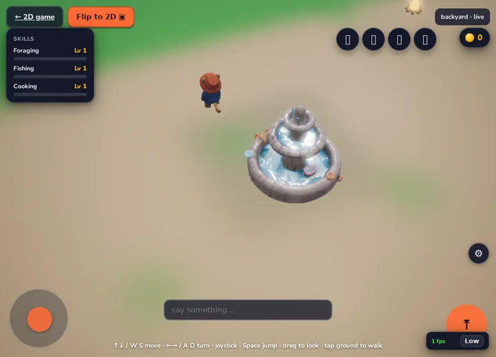 Berthalla Online — the 3D world in-play with a skills panel, chat and live multiplayer